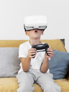 Young child playing VR