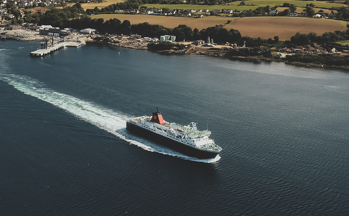 A ferry leaving port